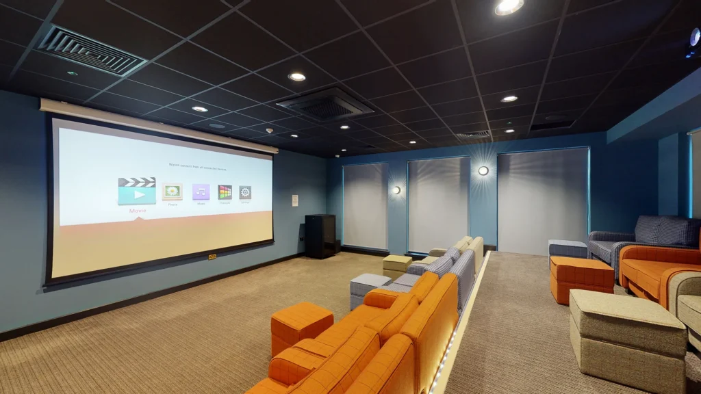 University accommodation cinema room